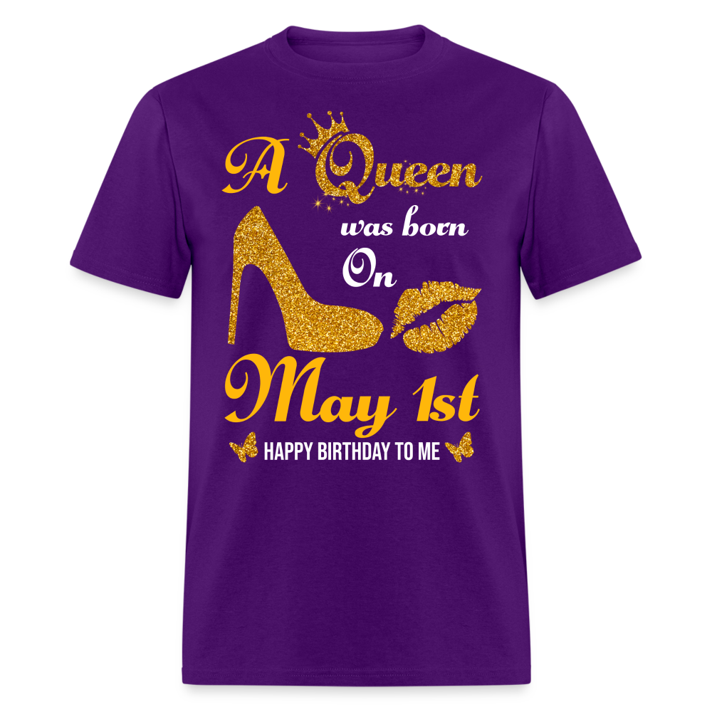 A Queen was born on May 1st Shirt - purple