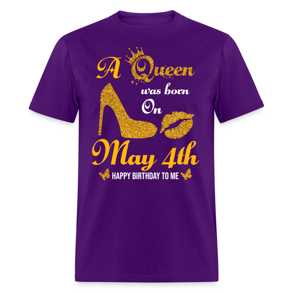 A Queen was born on May 4th Shirt - purple