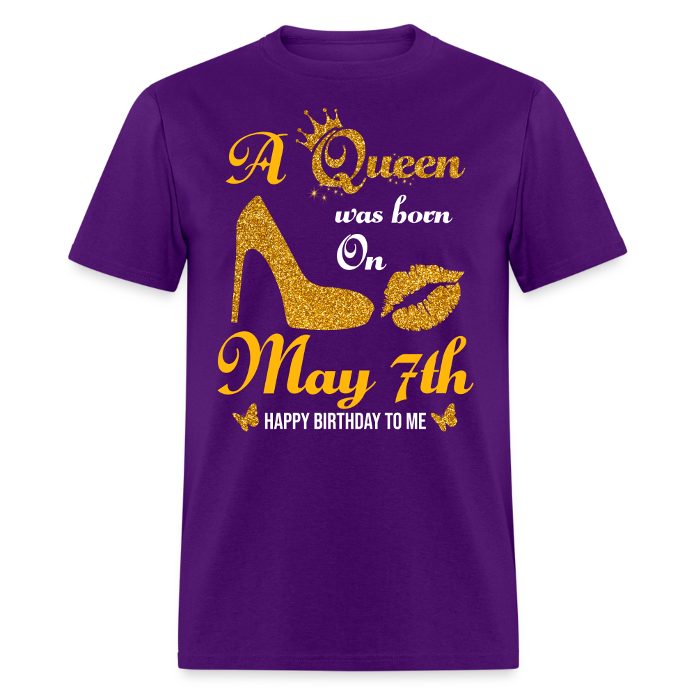 A Queen was born on May 7th Shirt - purple