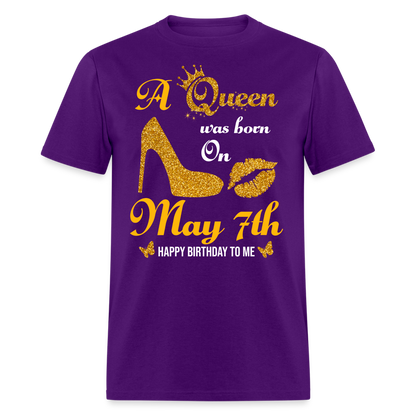 A Queen was born on May 7th Shirt - purple
